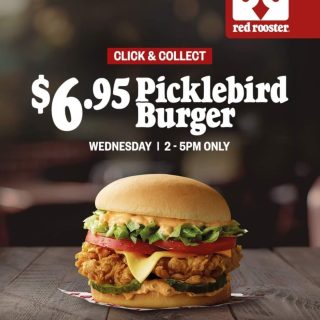 DEAL: Red Rooster - $6.95 Picklebird Burger on 2-5pm Wednesdays Click & Collect 1