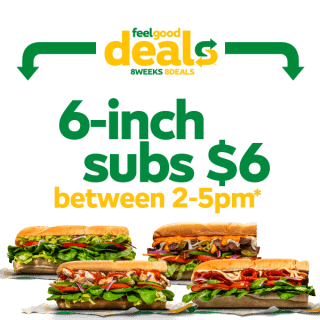 DEAL: Subway – $6 6-inch Sub Between 2-5pm via App or Online (until 27 August 2024) 10 DEAL: Subway – $6 6-inch Sub Between 2-5pm via App or Online (until 27 August 2024) 10