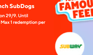 DEAL: Subway - Buy One Get One Free 6-Inch Subdog via DoorDash (29 September 2024) 1 DEAL: Subway - Buy One Get One Free 6-Inch Subdog via DoorDash (29 September 2024) 1