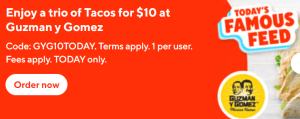 DEAL: Guzman Y Gomez - 3 Tacos for $10 via DoorDash (2 September 2024) 25