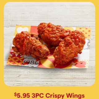 DEAL: Oporto - 3 Crispy Wings for $5.95 via Online or App (until 9 December 2024) 5 DEAL: Oporto - 3 Crispy Wings for $5.95 via Online or App (until 9 December 2024) 5