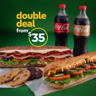 DEAL: Subway $35 Double Deal with 2 Footlongs, 2 Cookies & 2 600ml Drinks 9 DEAL: Subway $35 Double Deal with 2 Footlongs, 2 Cookies & 2 600ml Drinks 9