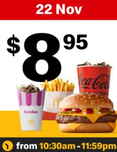 DEAL: McDonald’s - $8.95 Small Quarter Pounder Meal & Small Sundae on 22 November 2024 (30 Days 30 Deals) 1