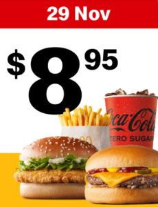 DEAL: McDonald’s - $8.95 Small McChicken Meal & Cheeseburger on 29 November 2024 (30 Days 30 Deals) 1