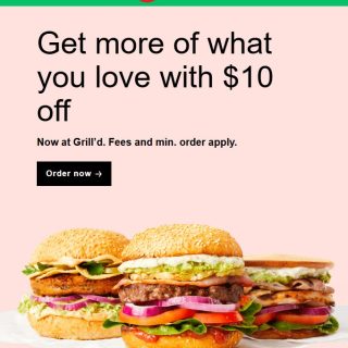 DEAL: Grill'd - $10 off $35+ Spend via Uber Eats (until 7 November 2024) 1 DEAL: Grill'd - $10 off $35+ Spend via Uber Eats (until 7 November 2024) 1