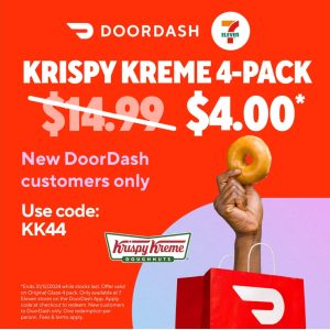 DEAL: 7-Eleven - $4 Krispy Kreme 4 Pack for New Users via DoorDash (until 31 December 2024) 7