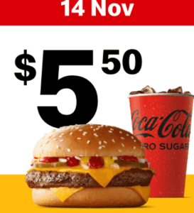 DEAL: McDonald’s - $5.50 Quarter Pounder & Small Soft Drink on 14 November 2024 (30 Days 30 Deals) 1