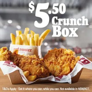 DEAL: Red Rooster - $5.50 Crunch Box with 2 Pieces Fried Chicken & Small Chips until 4pm - Excludes NSW/ACT (until 7 January 2025) 6