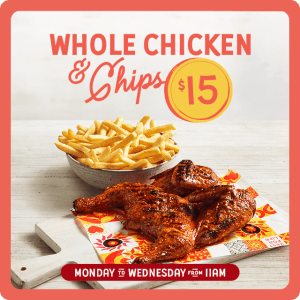 DEAL: Oporto - $15 Whole Chicken via App or Website on Mondays-Wednesdays (until 29 January 2025) 1 DEAL: Oporto - $15 Whole Chicken via App or Website on Mondays-Wednesdays (until 29 January 2025) 1