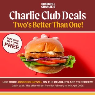 DEAL: Chargrill Charlie's - Buy One Get One Free Chicken Schnitzel Burger with App (until 19 April 2025) 6