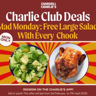 DEAL: Chargrill Charlie's - Free Large Salad with Whole Chicken Purchase on Mondays with App (until 17 April 2025) 5