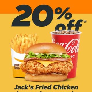 DEAL: Hungry Jack's - 20% off Jack's Fried Chicken Burger Large Meals via Menulog 2 DEAL: Hungry Jack's - 20% off Jack's Fried Chicken Burger Large Meals via Menulog 2