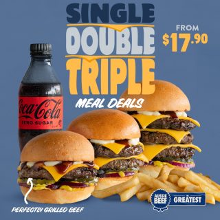 DEAL: Ribs & Burgers - $17.90 Single, $19.90 Double, $21.90 Triple Old School Cheese Slider Meal 2