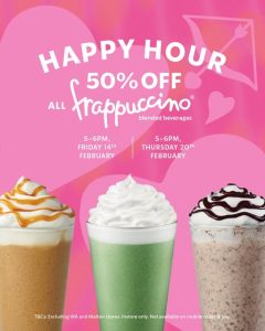 DEAL: Starbucks - 50% off Frappuccinos (5-6pm 14 & 20 February 2025) 3