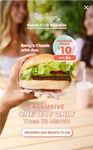 DEAL: Betty's Burgers - $10 Betty's Classic with Avo via App (18 March 2025) 7