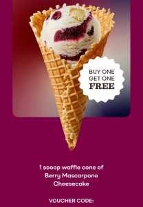 DEAL: Baskin Robbins – Buy One Get One Berry Mascarpone Cheesecake 1 Scoop Waffle Cone for Club 31 Members 4