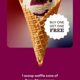 DEAL: Baskin Robbins – Buy One Get One Berry Mascarpone Cheesecake 1 Scoop Waffle Cone for Club 31 Members 10