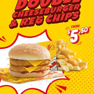 DEAL: Chicken Treat - Double Cheeseburger & Regular Chips for $5.50 until 4pm Daily (until 1 April 2025) 4