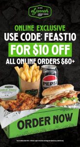 DEAL: El Jannah - $10 off Orders Over $60 after 7pm Online (until 31 March 2025) 10