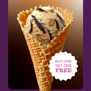DEAL: Baskin Robbins – Buy One Get One Jamoca Almond Fudge 1 Scoop Waffle Cone for Club 31 Members 8