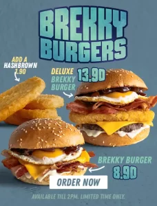 DEAL: Ribs & Burgers - $8.90 Brekky Burger & $13.90 Deluxe Brekky Burger + $1.90 Hashbrown Addon 3