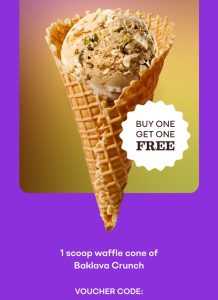 DEAL: Baskin Robbins – Buy One Get One Baklava Crunch 1 Scoop Waffle Cone for Club 31 Members 4