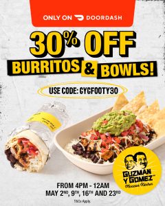 DEAL: Guzman Y Gomez - 30% off Burritos & Bowls on 4pm-12am Fridays via DoorDash (until 23 May 2025) 25