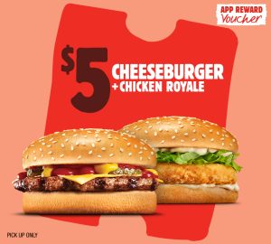 DEAL: Hungry Jack's - Cheeseburger & Chicken Royale for $5 via App (until 26 May 2025) 1