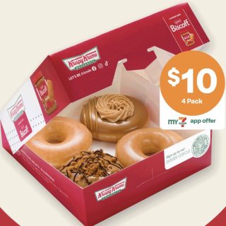 DEAL: 7-Eleven – $10 Krispy Kreme Biscoff 4 Pack via App (2 May 2025) 10