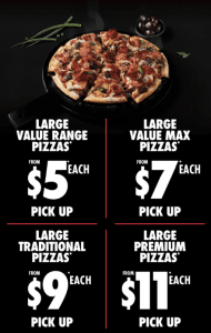 DEAL: Domino's - $5 Value + $7 Value Max + $9 Traditional + $11 Premium Pizzas + $3 Garlic Bread Pickup (until 20 July 2025) 12 DEAL: Domino's - $5 Value + $7 Value Max + $9 Traditional + $11 Premium Pizzas + $3 Garlic Bread Pickup (until 20 July 2025) 1