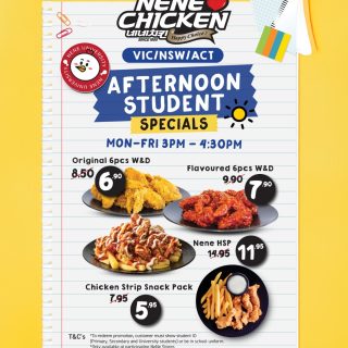 Nene Chicken Afternoon Student Specials from 3-4:30pm Return until 19 December 2025 4