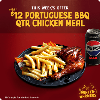 DEAL: Oporto - $12 Portuguese BBQ Quarter Chicken Meal via App (until 20 July 2025) 1