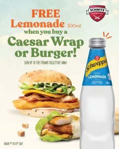 DEAL: Schnitz - Free 300ml Lemonade with Caesar Wrap or Burger for Crumb Collective Members (until 13 July 2025) 3
