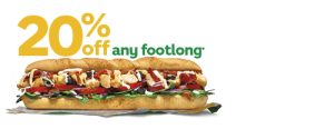 DEAL: Subway – 20% off Any Footlong via App or Online (until 27 July 2025) 1