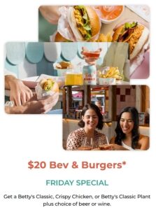 Betty’s Burgers Launches $20 “Bev & Burgers” Every Friday 7