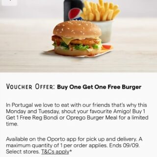 Oporto - Buy One Get One Free Bondi or Oprego Meal via App on Mondays & Tuesdays 5