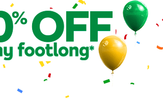 Subway Offers 30% Off Footlong Subs for One Day Only on 28 August 1 Subway Offers 30% Off Footlong Subs for One Day Only on 28 August 1