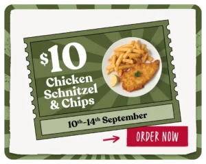 $10 Chicken Schnitzel & Chips at Schnitz from 10–14 September 3