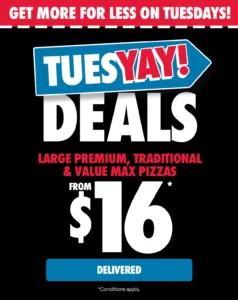Domino’s Tuesyay Deals – $16 Large Premium, Traditional & Value Max Pizzas Delivered