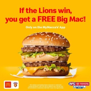 McDonald’s Offers Free Big Mac in Brisbane for AFL Grand Final until October 3 1 McDonald’s Offers Free Big Mac in Brisbane for AFL Grand Final until October 3 1