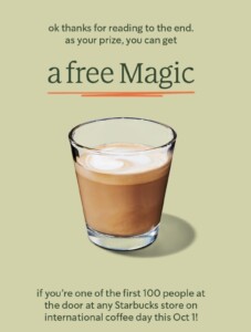 Starbucks Free “Magic” Giveaway for International Coffee Day 3