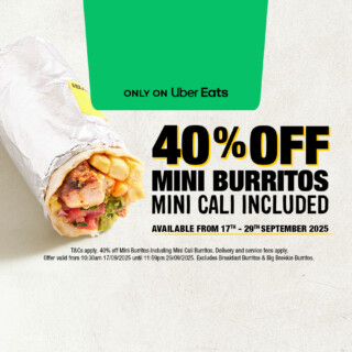 Guzman y Gomez: 40% Off Mini Burritos & Mini Cali via Uber Eats until 29 September 2025 9