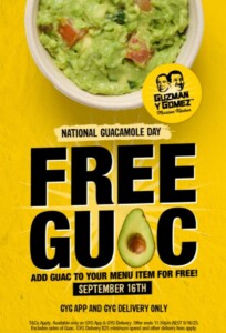 Guzman y Gomez National Guac Day: Free Guac Add-On via the App on 16 September 2025 21