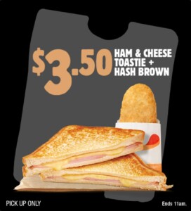 Hungry Jack’s Brings Back $3.50 Ham & Cheese Toastie Breakfast Deal via App until June 8