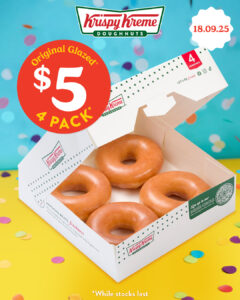 Krispy Kreme Birthday Deals: $5 Four-Pack and $14.95 Dozen Original Glazed on 18 September 3 Krispy Kreme Birthday Deals: $5 Four-Pack and $14.95 Dozen Original Glazed on 18 September 3