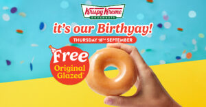 Krispy Kreme Birthday Giveaway: Free Original Glazed Doughnut on 18 September 3