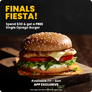 Oporto Offers Free Oprego Burger with $30 Spend for Finals Weekend 1