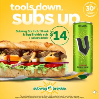 Subway Launches Six Inch Steak & Egg Brekkie Sub with Drink from $14 7