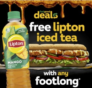Free Lipton Iced Tea with Any Footlong at Subway until November 18 8 Free Lipton Iced Tea with Any Footlong at Subway until November 18 1