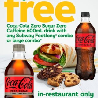 Free 600ml Coca-Cola Zero Sugar Zero Caffeine With Any Footlong Combo at Subway 1